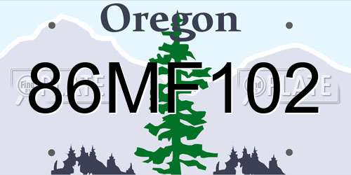 86MF102 Oregon License Plate