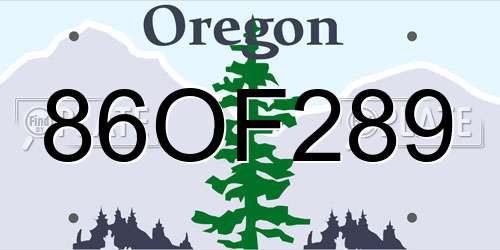 86OF289 Oregon License Plate