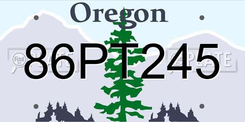 86PT245 Oregon License Plate