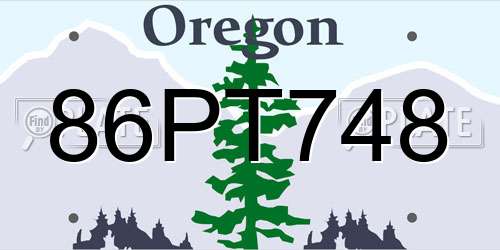 86PT748 Oregon License Plate