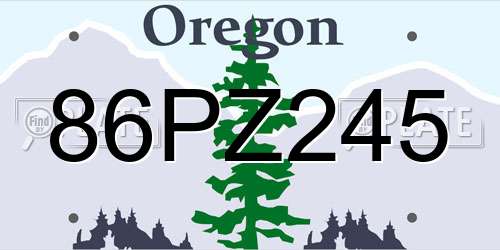 86PZ245 Oregon License Plate