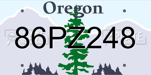 86PZ248 Oregon License Plate