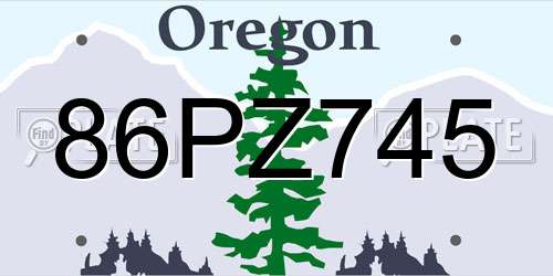 86PZ745 Oregon License Plate