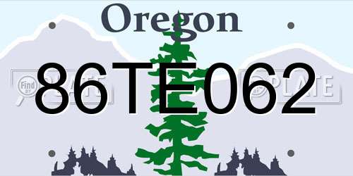 86TE062 Oregon License Plate