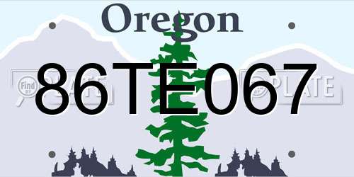86TE067 Oregon License Plate