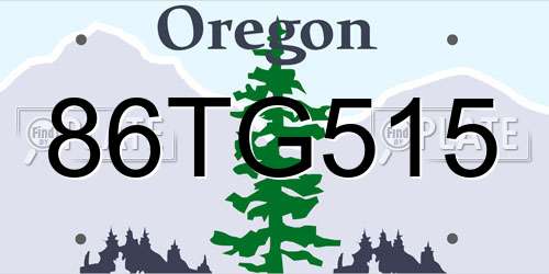 86TG515 Oregon License Plate