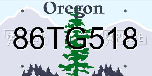 86TG518 Oregon License Plate
