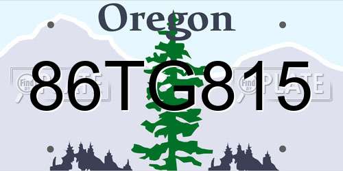 86TG815 Oregon License Plate
