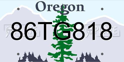 86TG818 Oregon License Plate