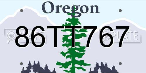 86TT767 Oregon License Plate