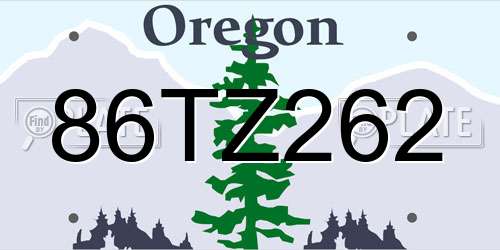 86TZ262 Oregon License Plate