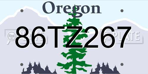 86TZ267 Oregon License Plate