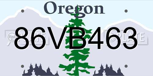 86VB463 Oregon License Plate