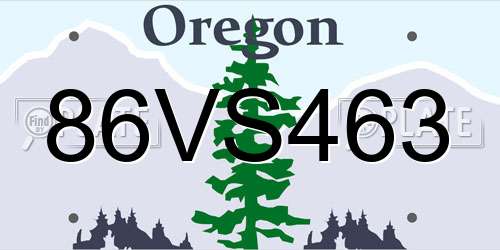 86VS463 Oregon License Plate