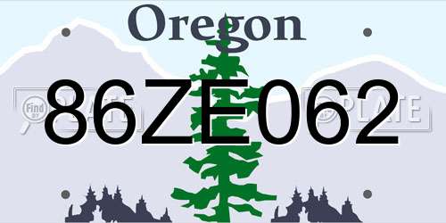 86ZE062 Oregon License Plate