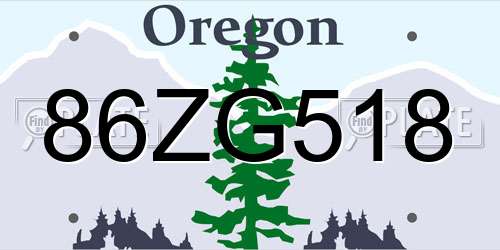 86ZG518 Oregon License Plate