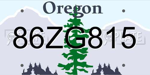 86ZG815 Oregon License Plate