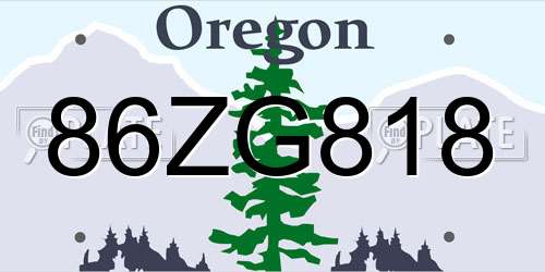 86ZG818 Oregon License Plate