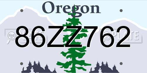 86ZZ762 Oregon License Plate