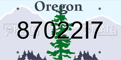 87022I7 Oregon License Plate