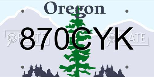 870CYK Oregon License Plate