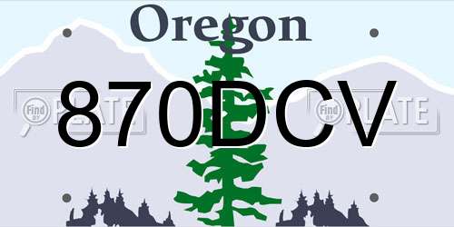 870DCV Oregon License Plate