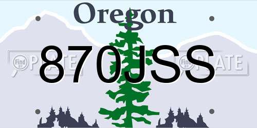 870JSS Oregon License Plate
