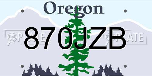 870JZB Oregon License Plate