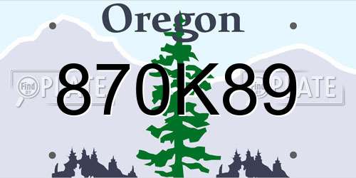 870K89 Oregon License Plate