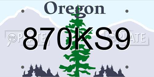 870KS9 Oregon License Plate