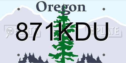 871KDU Oregon License Plate