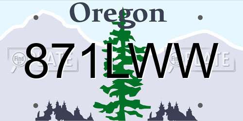 871LWW Oregon License Plate