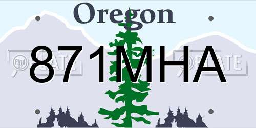 871MHA Oregon License Plate