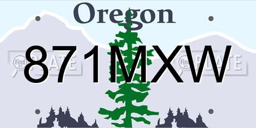 871MXW Oregon License Plate