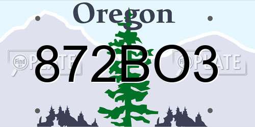 872BO3 Oregon License Plate