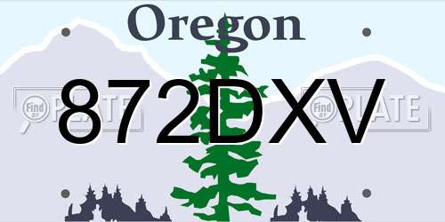 872DXV Oregon License Plate
