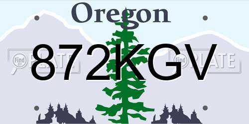 872KGV Oregon License Plate