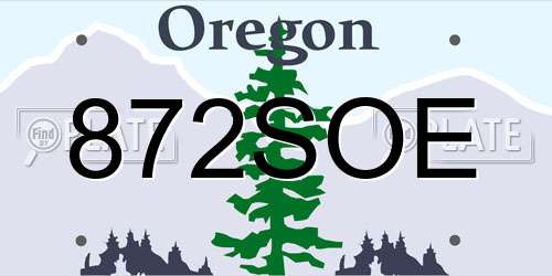 872SOE Oregon License Plate