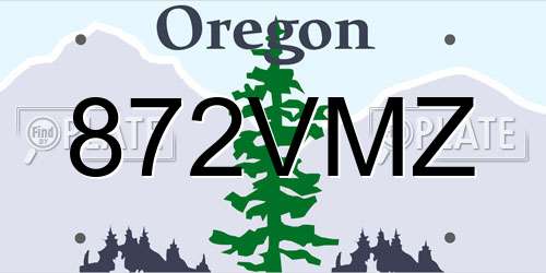 872VMZ Oregon License Plate