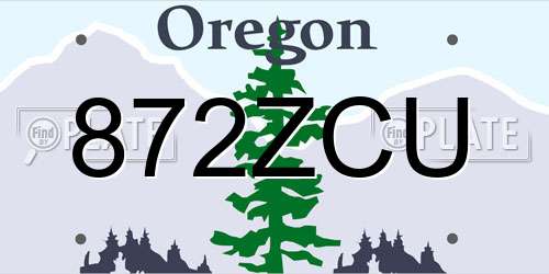 872ZCU Oregon License Plate