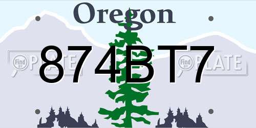 874BT7 Oregon License Plate