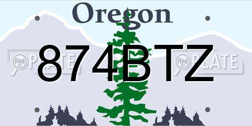 874BTZ Oregon License Plate