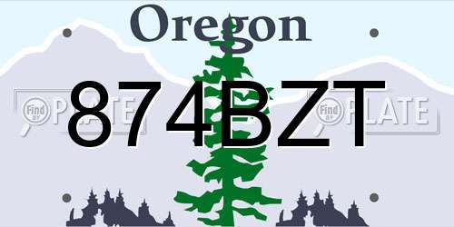 874BZT Oregon License Plate