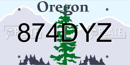 874DYZ Oregon License Plate