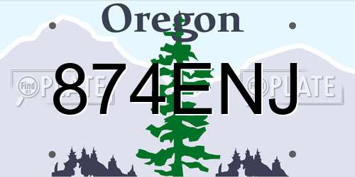 874ENJ Oregon License Plate