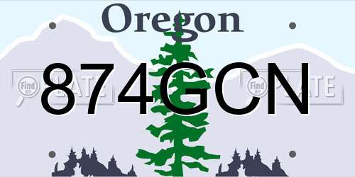 874GCN Oregon License Plate