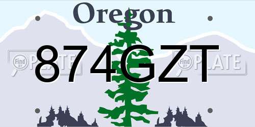 874GZT Oregon License Plate
