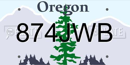 874JWB Oregon License Plate