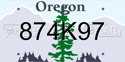 874K97 Oregon License Plate