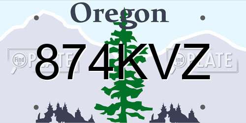 874KVZ Oregon License Plate